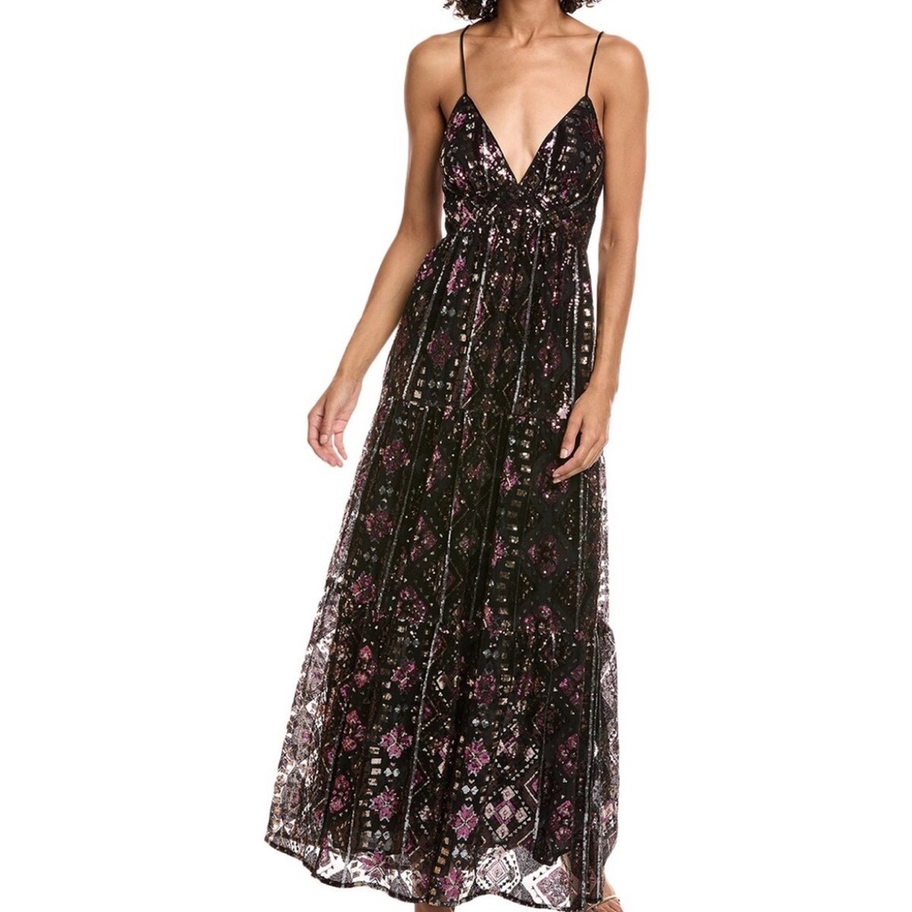 ba&sh Black maxi dress PENELOPE w sequins. Not worn.